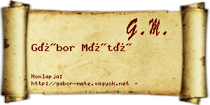 Gábor Máté névjegykártya
